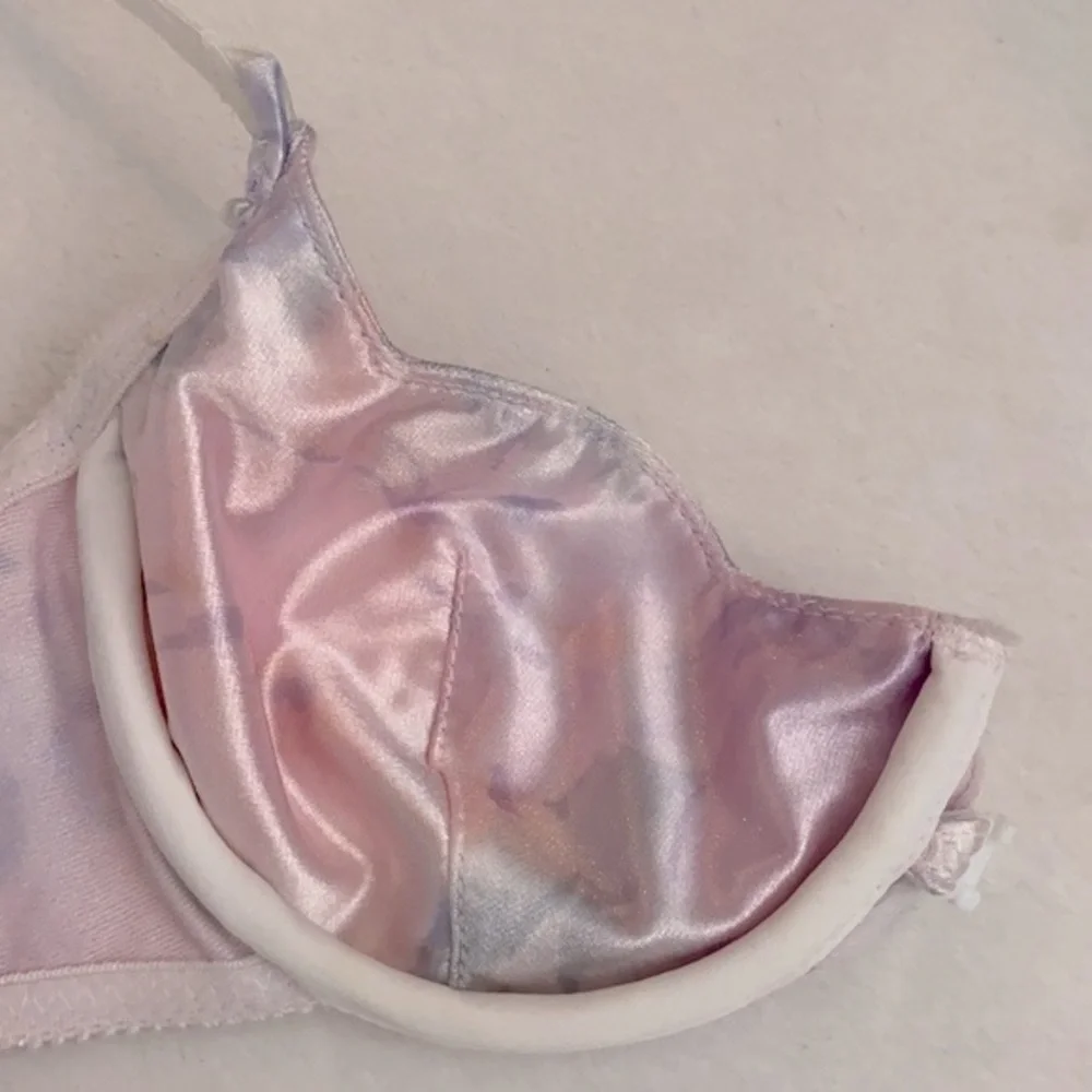 {VTG} Christian Dior | Watercolor Unlined Plunge Front Closure Underwire Bra 34A - Picture 10 of 15